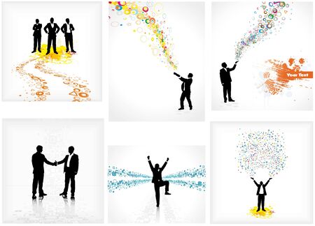 Set of backdrops depicting businessmenのイラスト素材