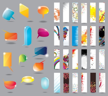 Headers and bubbles for speech on different topicsのイラスト素材