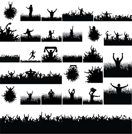 Collection of advertising posters from people silhouettes.のイラスト素材