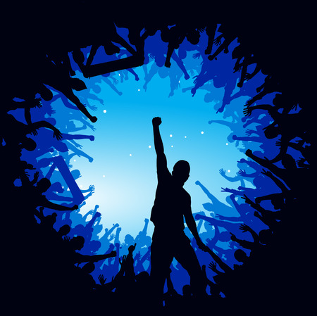 Advertising poster of people cheeringのイラスト素材