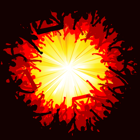 Advertising poster of people cheeringのイラスト素材