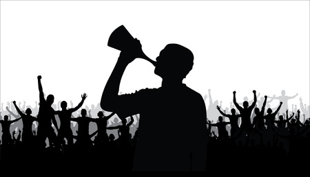 Advertising poster of people cheeringのイラスト素材