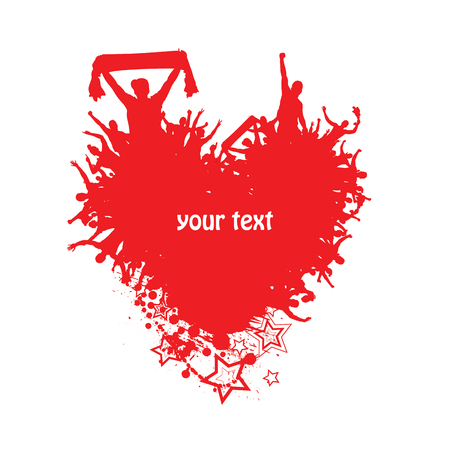 Advertising poster of people cheering. Valentines day backgroundのイラスト素材