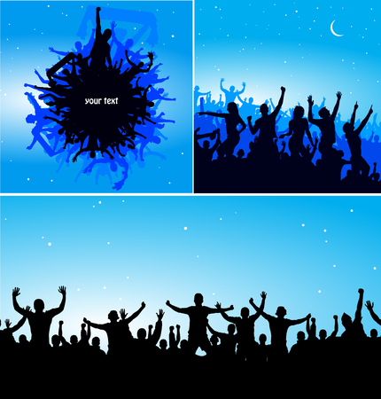 Advertising poster of people cheeringのイラスト素材