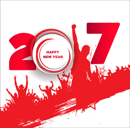 New year 2017. Happy and tipsy peopleのイラスト素材