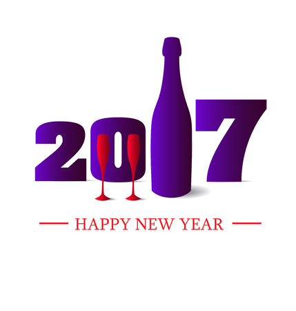 New year 2017 in white background. Abstract posterのイラスト素材