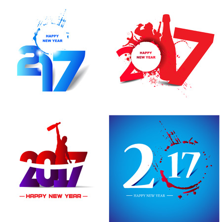 Happy New Year 2017 Abstract postersのイラスト素材