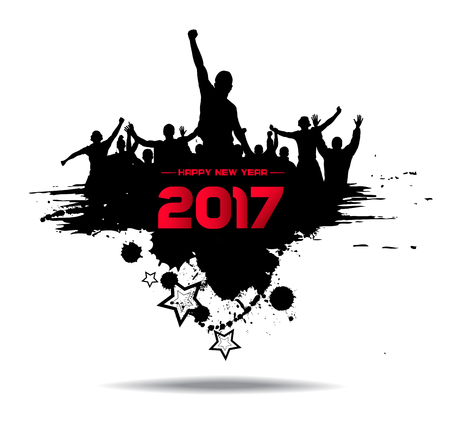 New year 2017. Clouds from the crowd.のイラスト素材