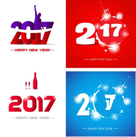 Happy New Year 2017 Abstract postersのイラスト素材