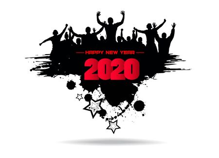 New year 2020. Clouds from the crowdのイラスト素材