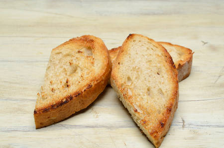 Three slices of toasted bread
