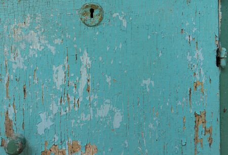 Old wooden surface painted in blue colorsの写真素材
