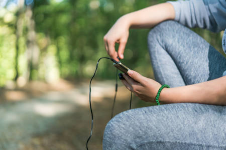 Cropped picture of female runnerの写真素材