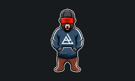 bear man icon design with a vector display using a hoodieのイラスト素材