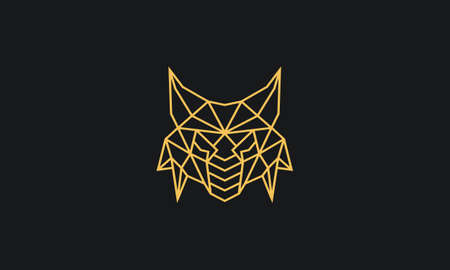 lynx head icon design with yellow on black backgroundのイラスト素材