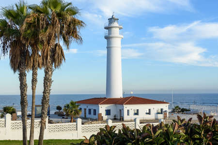 View of Torrox white lighthouse. Torrox Costa, Malaga. Spainの写真素材