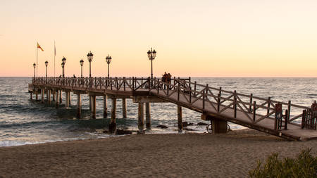 Pier of Marbella .February 11, 2018 .Marbella, Malaga, Spain.のeditorial素材
