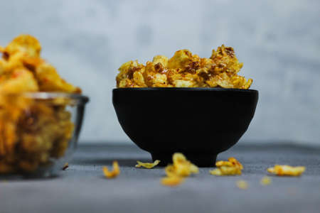 Corn Chips snack with sweet and spicy seasoning. Savory and crunchy. Emping Jagung.