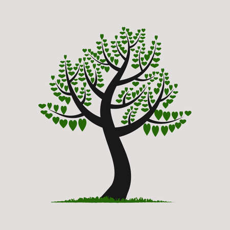 beautiful green tree in love leaf abstract vector illustrationの写真素材
