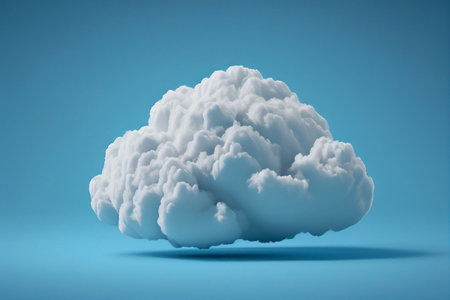 Cloud on blue background. 3D rendering. Cloud computing concept. generative aiの素材