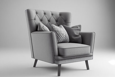 Armchair with pillows on a gray background. 3d rendering generative aiの素材