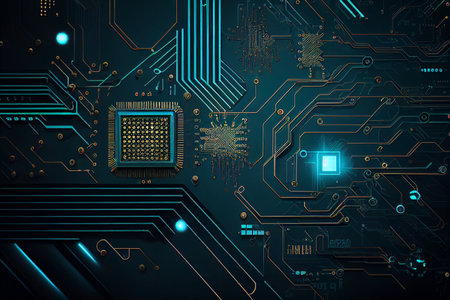 Circuit board background. Electronic computer hardware technology. 3D rendering generative aiの素材