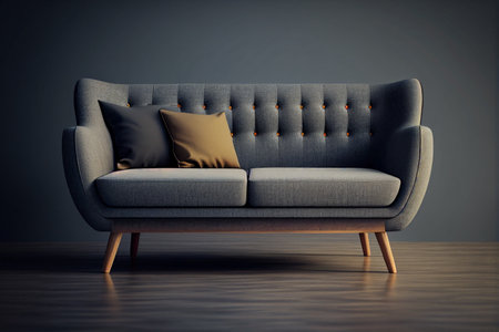 Sofa with pillows in modern interior. 3d render generative aiの素材
