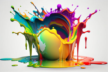 3d render of colorful paint splashing on a white background. generative aiの素材