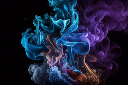 Abstract smoke moves on a black background. Design element for graphics artworks. generative aiの素材