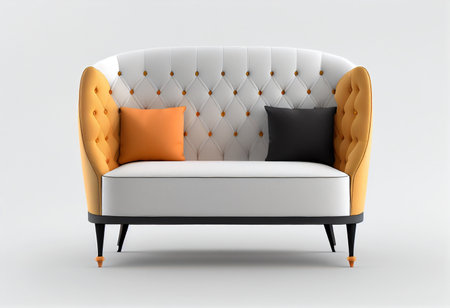 Modern sofa isolated on a white background. 3d render image. generative aiの素材