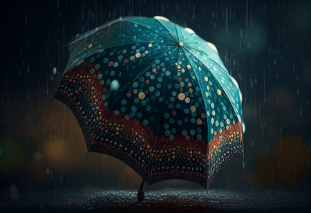 Umbrella in the rain. 3d rendering, 3d illustration. generative aiの素材