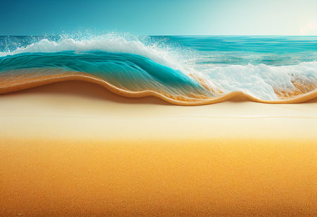 Beautiful seascape. Sea wave on the sandy beach. generative aiの素材
