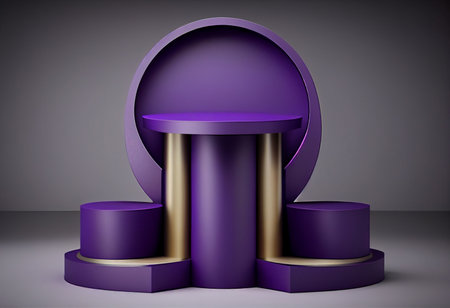 Purple round podium on gray background. 3d render illustration. generative aiの素材