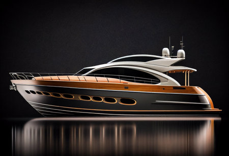 luxury yacht on a black background. 3d render image. generative aiの素材
