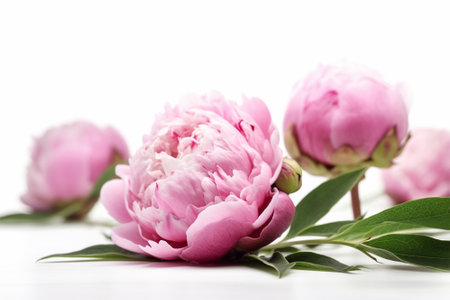 Happy mother day. Beautiful pink peony flowers on white background, close-up generative aiの素材
