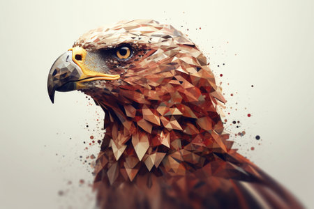 Eagle head low polygon style illustration. 3D rendering. generative aiの素材
