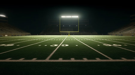 3D render of an american football stadium at night with lightsの素材