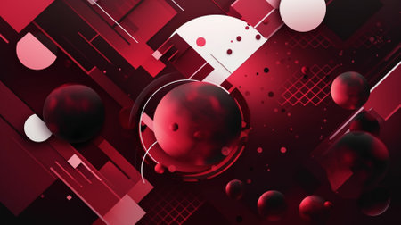 3d illustration of abstract geometric composition with red and black elements.の素材