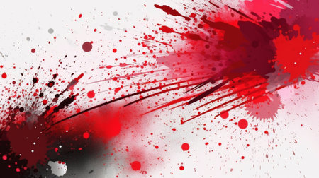 abstract red and black paint splashes on white background, digitally generated imageの素材