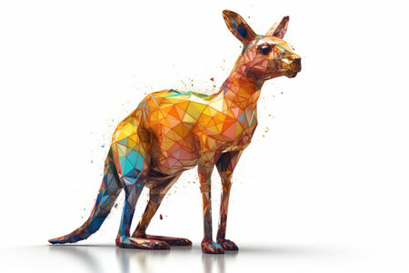 Low poly donkey isolated on white background. Polygonal style illustration.の素材