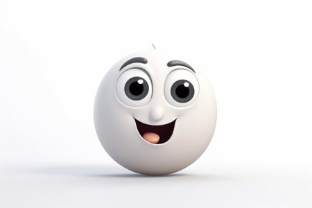 Smiling white emoticon on a white background. 3d renderingの素材