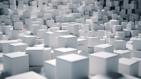 Abstract 3d rendering of chaotic white cubes. Futuristic background.の素材