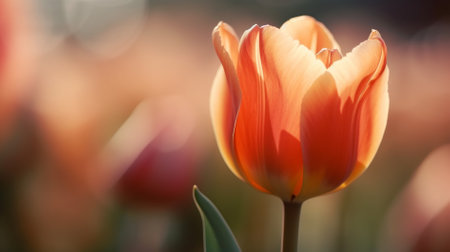 tulips. a bulbous spring-flowering plant of the lily family, with boldly colored cup-shaped flowers.の素材