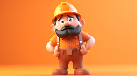 Burger character with tongue out isolated on orange background. 3d illustrationの素材