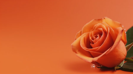 Orange rose on orange background with copy space for text. Valentines day concept.の素材