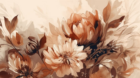 Grunge floral background with watercolor flowers. Vector illustration.の素材