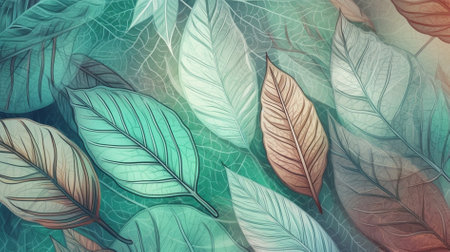 Leaves background. Hand drawn illustration of leaf background for web designの素材