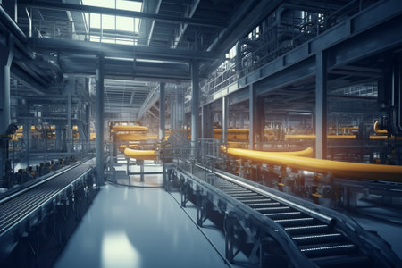 Industrial interior of a power plant. Conveyor belt.の素材