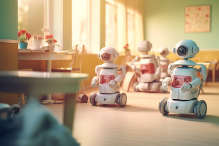 Robots playing in the children's room. The concept of artificial intelligence.の素材