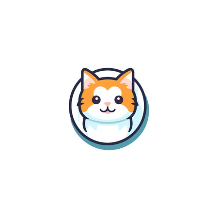 Cat Face Icon Logo Design Element. Cute Animal Face Vector Illustrationのイラスト素材